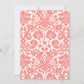 Koraal Monogram Damask Wedding Invitations Kaart (Achterkant)