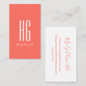 Koraal Monogram Modern Visitekaartje (Voorkant / Achterkant)
