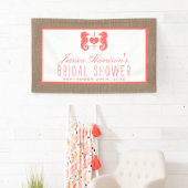 Koraal monogram Seahorse Beach Burlap Vrijgezellen Spandoek (Insitu)