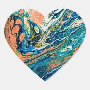Koraal N Blue Southwestern Abstract Hart Sticker