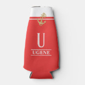 Koraal Nautical Monogrammed Bottle Cooler (Voorkant)