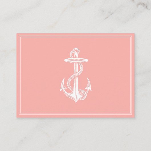 Koraal nautische anker trouwplaats kaarten plaatskaartje (Achterkant)