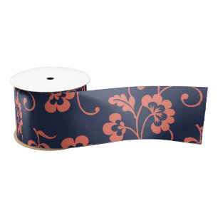 Koraal Navy Glamoureuze Bloemen Lint