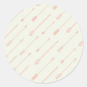 Koraal omlijnd pijlpatroon ronde sticker