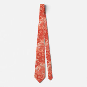 Koraal oranje aquarel bloem zomer patroon stropdas