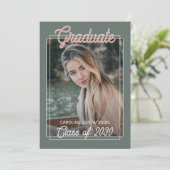 Koraal Oranje Blush Red Sage Green Afstuderen Aankondiging (Staand voorkant)