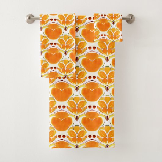 Koraal Oranje en Cream Batik Pattern Bad Handdoek (Insitu)