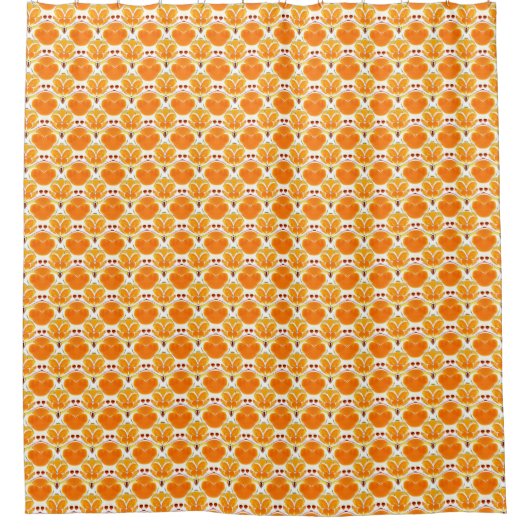 Koraal Oranje en Cream Batik Pattern Douchegordijn (Voorkant)