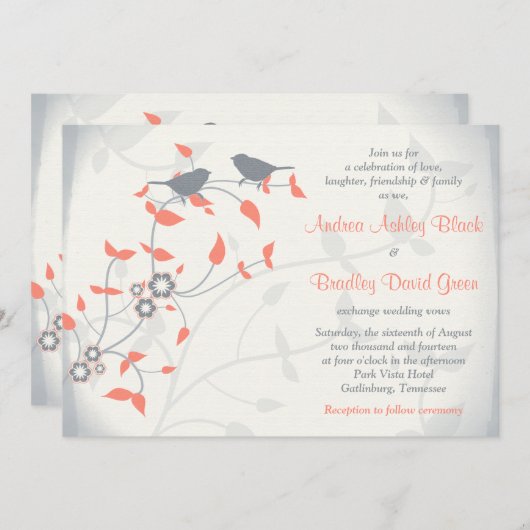 Koraal Oranje Grijze vogels Verlaten Woensdag Uitn Kaart (Voorkant / Achterkant)