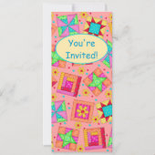 Koraal Oranje patchwork Quilt Block Art Kaart (Voorkant)
