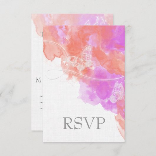 Koraal Orchidee Waterverf Butterfly Bliss RSVP (Voorkant / Achterkant)