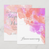 Koraal Orchidee Waterverf Vlinder Verloving Annou Aankondiging (Voorkant / Achterkant)