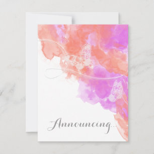 Koraal Orchidee Waterverf Vlinder Verloving Annou Aankondiging