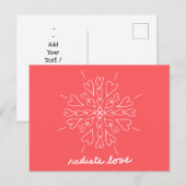 Koraal Peach Radiate Liefde Hart Mandala Briefkaart (Voorkant / Achterkant)