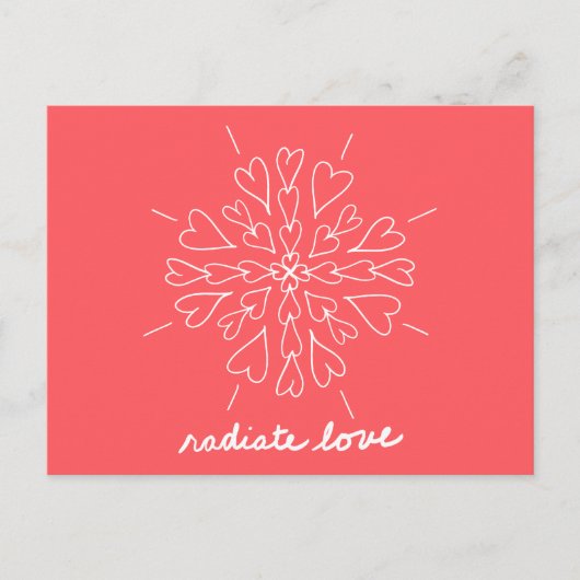 Koraal Peach Radiate Liefde Hart Mandala Briefkaart (Voorkant)