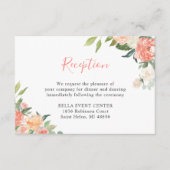 Koraal Perzik Bloemen bruiloft details Receptie Informatiekaartje (Voorkant)