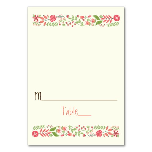 Koraal Perzik Bloemen bruiloft escort kaart (Voorkant)