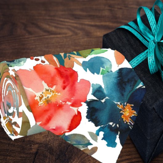 Koraal Perzik Marineblauwe Rozen Bloemenkraag Stropdas