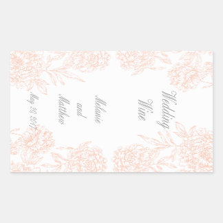 Koraal Pioenrozen Bloemen Bruiloft Wijn Label