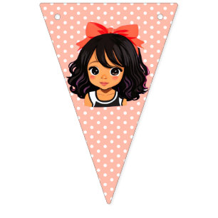 Koraal Polka Dot Kleine Meisje Verjaardag Vlaggetjes