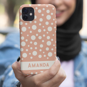 Koraal Polka Dot Patronen - aangepaste naam iPhone 11 Pro Hoesje