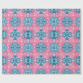 Koraal Rococo in Roze en Aqua Cadeaupapier (Vlak)