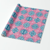 Koraal Rococo in Roze en Aqua Cadeaupapier (Uitgerold)