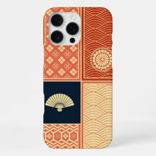Koraal Rode Kimono Patchwork Patchwork iPhone 16 Pro Max Hoesje