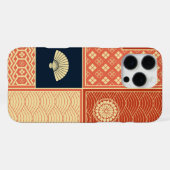 Koraal Rode Kimono Patchwork Patchwork iPhone Hoesje (Achterkant horizontaal)