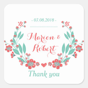 Koraal Rode  Vloerbruiloft Dank je Sticker