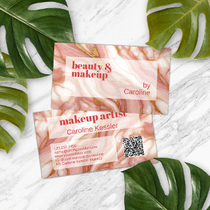 Koraal Rood Donker Perzik Roze Goud Marmer Art Pat Visitekaartje