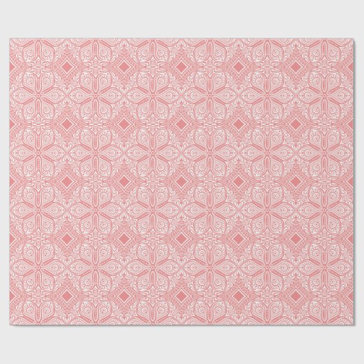 Koraal-rood en wit Ornament, Turks motief Cadeaupapier (Vlak)