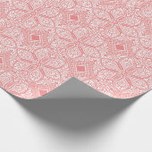 Koraal-rood en wit Ornament, Turks motief Cadeaupapier (Hoek)
