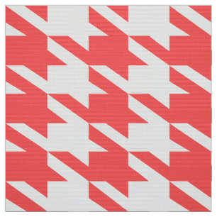 Koraal-rood & wit Houndstooth naadloos patroon Stof