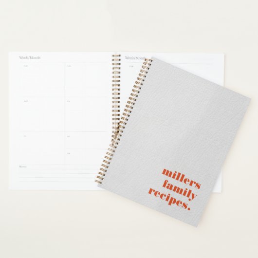Koraal rood wit leer textuur familie recepten planner (Display)