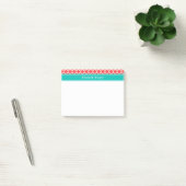 Koraal Rood Wit Marokkaans #5 Teal Naam Monogram Post-it® Notes (Kantoor)