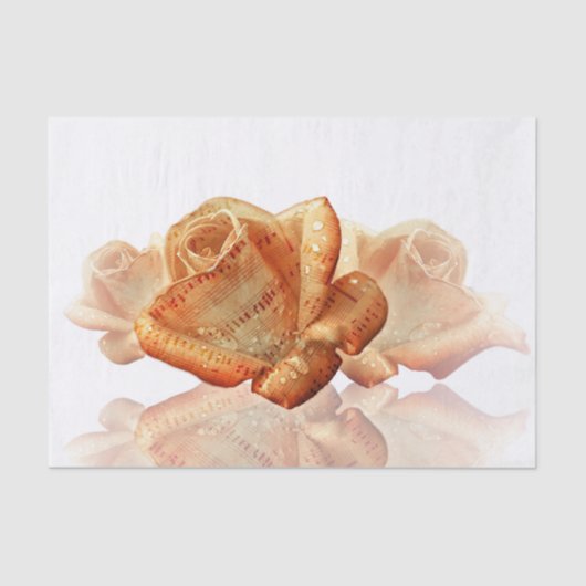 Koraal Roos bloesem met plattegrond Tissuepapier (Voorkant)