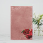  koraal Roos bruiloft Briefpapier (Staand voorkant)