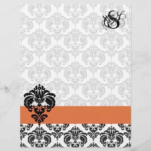  Koraal Roos Damask Monogram Letterhead (Voorkant)