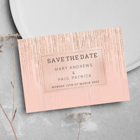 Koraal roos gouden gradiënt glitter Save The Date