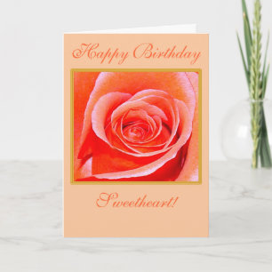 Koraal Roos in Bloom Happy Birthday Kaart