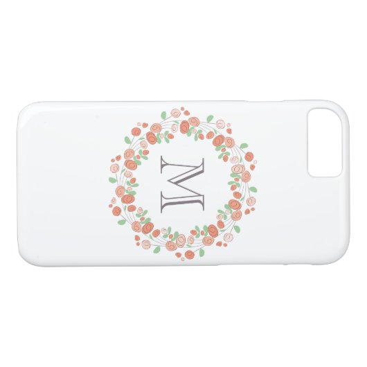 koraal roos met baarmoedermonogram Case-Mate iPhone case (Achterkant (Horizontaal))