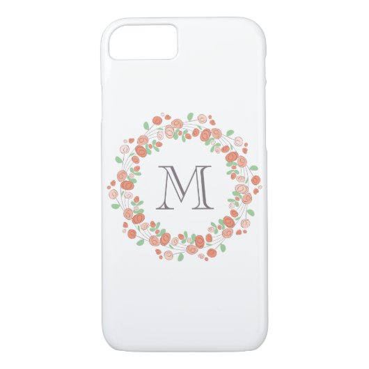 koraal roos met baarmoedermonogram Case-Mate iPhone case (Achterkant)