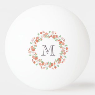 koraal roos met baarmoedermonogram pingpongballen