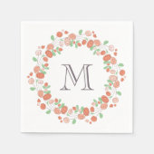 koraal roos met baarmoedermonogram servetten (Voorkant)