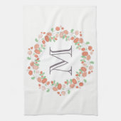 koraal roos met baarmoedermonogram theedoek (Verticaal)