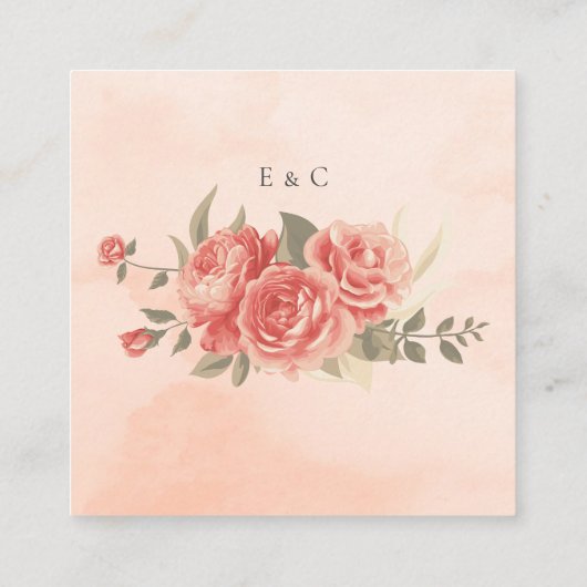  koraal Roos QR Code Budget Weddenschap RSVP Informatiekaartje (Achterkant)