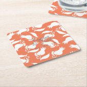Koraal Roos Silo Pattern Vierkante Kartonnen Onderzetter (Schuin)