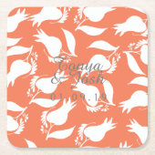 Koraal Roos Silo Pattern Vierkante Kartonnen Onderzetter (Voorkant)