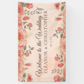 koraal Roos Waterverf bruiloft Welkom Spandoek (Verticaal)